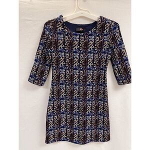 iZ Byer Girl’s Youth Size 10 Popover Lined 3/4 Sleeve Dress Navy Gold Rust